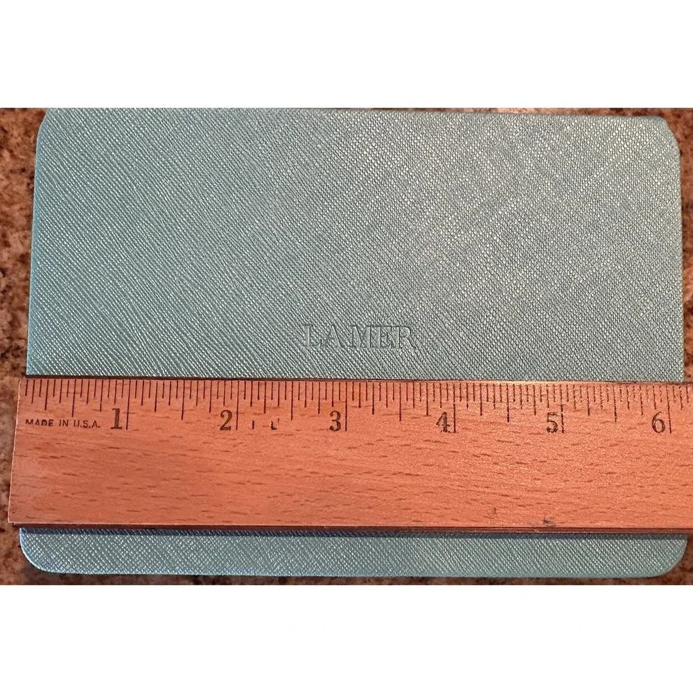 LA MER Aqua Blue Velvet Hinged Travel Jewelry Makeup Storage Box New 6